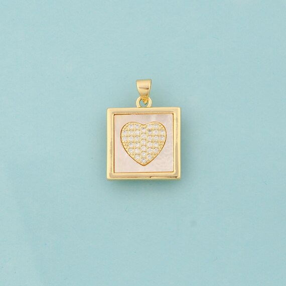 Gold CZ Heart Charms,Heart Jewelry,Heart Pendant for DIY Jewelry Making,18K Gold