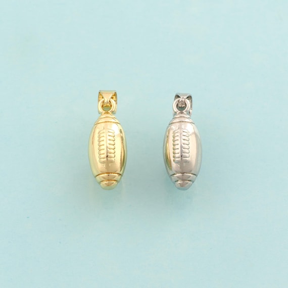 Gold Rugby Charms,Sports Jewelry,Rugby Pendant for DIY Jewelry Making,18K Gold