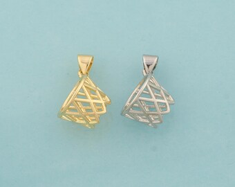 Gold Basketball Basket Charms,Sports Jewelry,Basket Pendant for DIY Jewelry Making,18K Gold & Rhodium