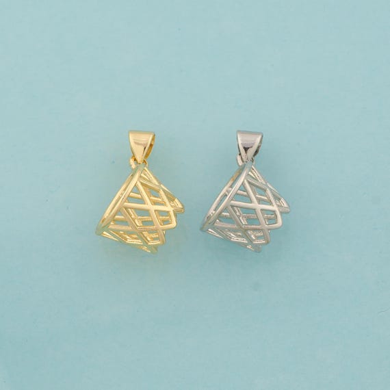 Gold Basketball Basket Charms,Sports Jewelry,Basket Pendant for DIY Jewelry Making,18K Gold & Rhodium