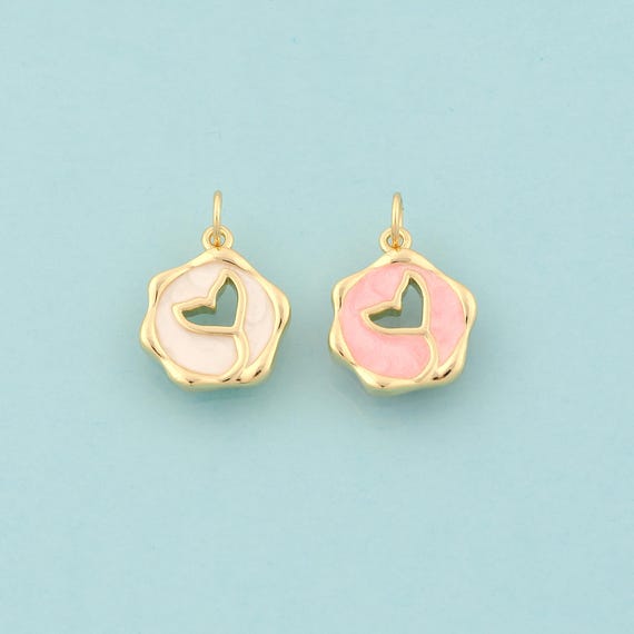 Gold Fishtail Charms,Round Jewelry,Enamel Fishtail Pendant for DIY Jewelry Making,18K Gold