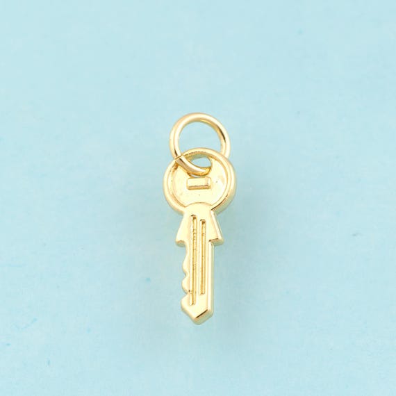Gold Key Charms,Minimalist Jewelry,Key Pendant for DIY Jewelry Making,18K Gold