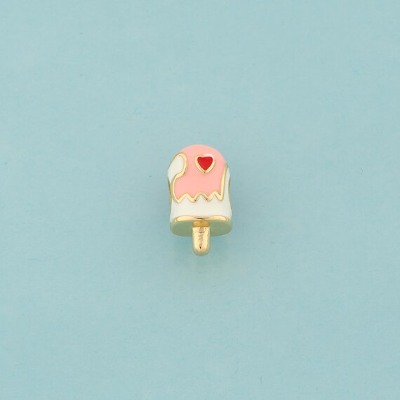 Ice Cream Spacer Beads,Large Hole Beads,Enamel Ice Cream Beads for DIY Jewelry Making,18K Gold