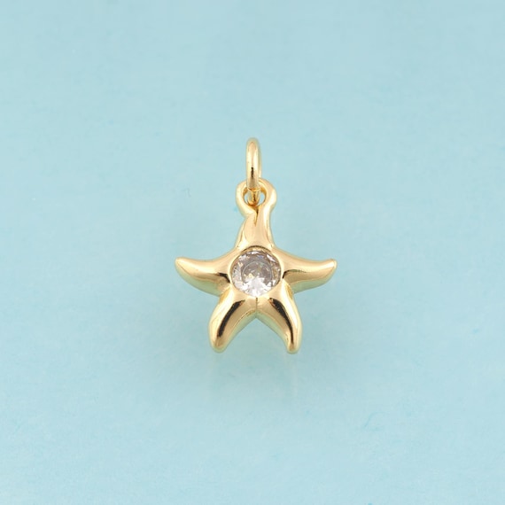 5 pcs Gold Starfish Charms,Marine Life Jewelry,Starfish Pendant,for DIY Jewelry Making,18K Gold