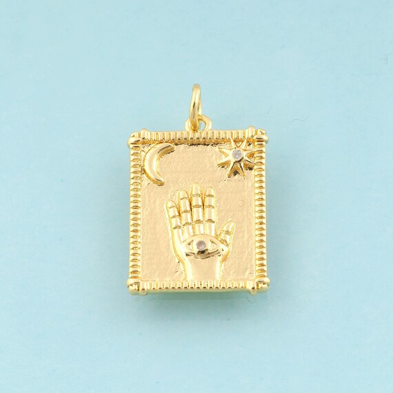 Gold CZ Evil Eye Charms,Moon Jewelry,Star Pendant for DIY Jewelry Making,18K Gold