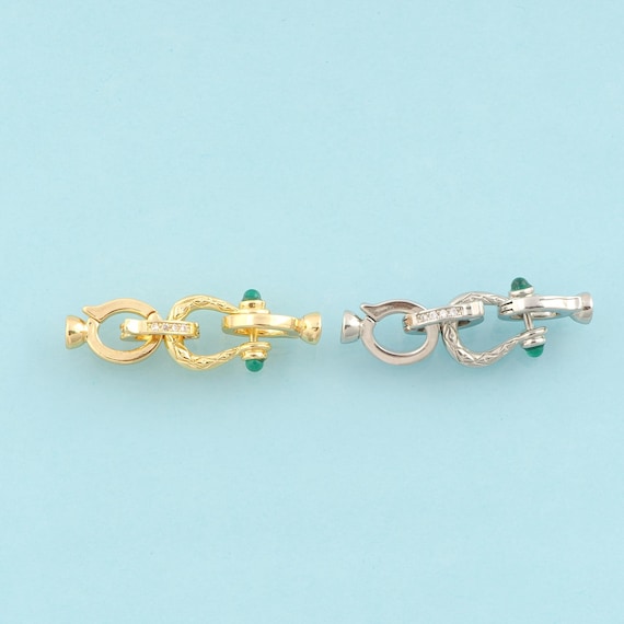 Gold CZ Spring Clasp,Round Jewelry Clasp,Spring Clasp for DIY Jewelry Making,18K Gold & Rhodium
