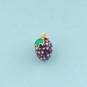 Gold Enamel Blueberry Charms,Fruit Jewelry,Blueberry Pendant for DIY Jewelry Making,18K Gold