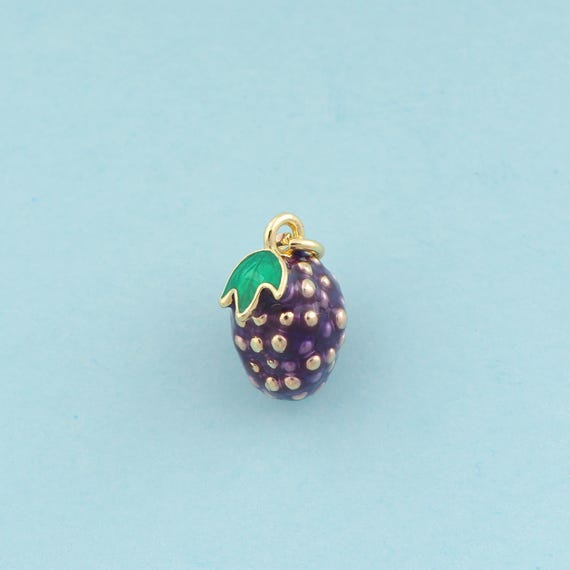Gold Enamel Blueberry Charms,Fruit Jewelry,Blueberry Pendant for DIY Jewelry Making,18K Gold
