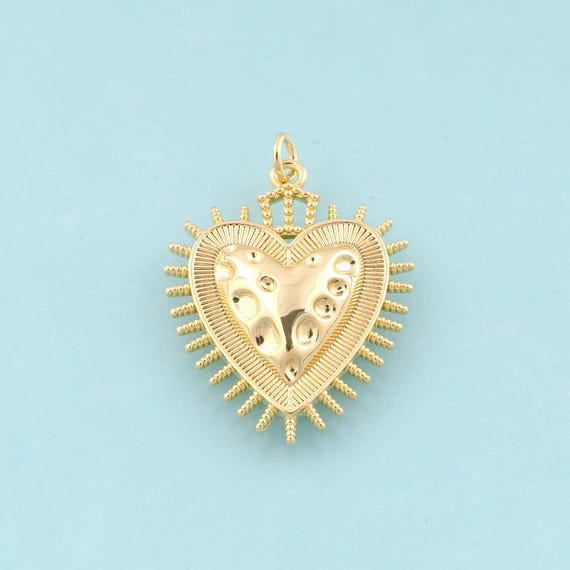Gold Heart Charms,Heart Jewelry,Heart Pendant for DIY Jewelry Making,18K Gold