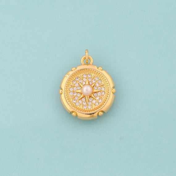 Gold Polaris Charms,Polaris Jewelry,CZ Polaris Pendant for DIY Jewelry Making,18K Gold