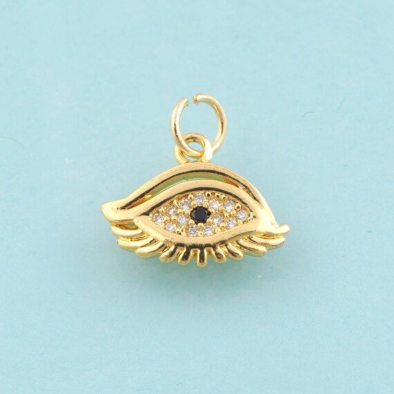 Gold CZ Evil Eye Charms,Devil Eye Jewelry,Eye Pendant for DIY Jewelry Making,18K Gold