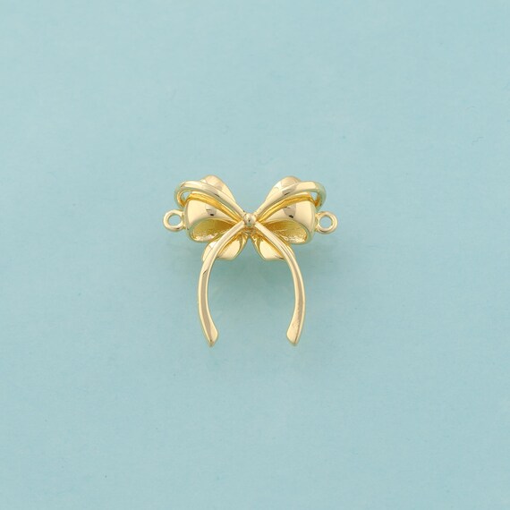 Gold Bow Connector,Tie Jewelry Connector,Headband Connector for DIY Jewelry Making,18K Gold