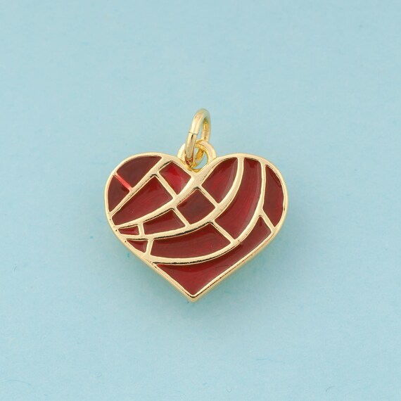 Gold Enamel Heart Charms,Heart Jewelry,Heart Pendant for DIY Jewelry Making,18K Gold