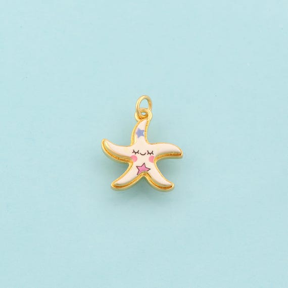 Gold Starfish Charms,Starfish Jewelry,Enamel Starfish Pendant for DIY Jewelry Making,18K Gold