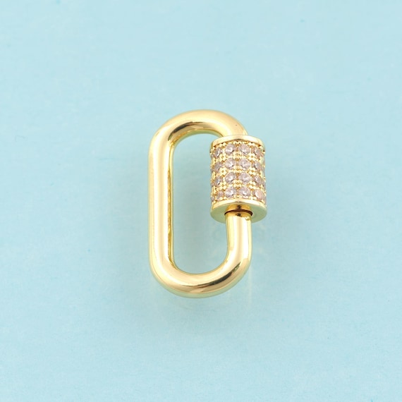 Gold CZ Screw Clasp,Carabiner Jewelry Clasp,Carabiner Clasp for DIY Jewelry Making,18K Gold