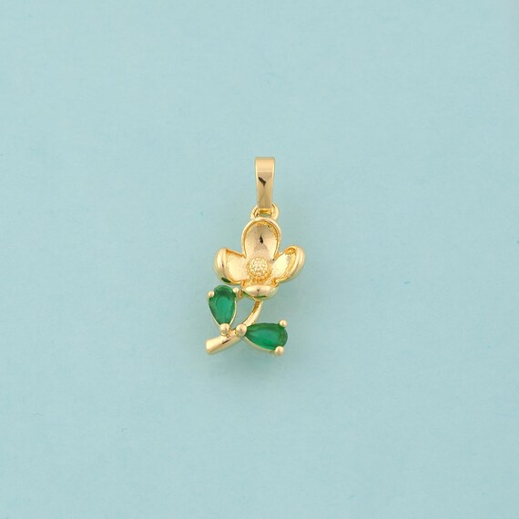 Gold CZ Flower Charms,Flower Jewelry,Flower Pendant for DIY Jewelry Making,18K Gold