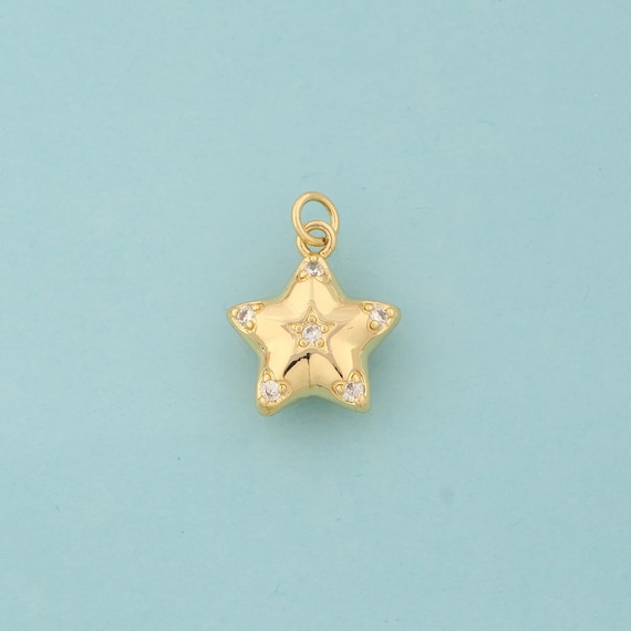 Gold CZ Star Charms,Star Jewelry,Star Pendant for DIY Jewelry Making,18K Gold