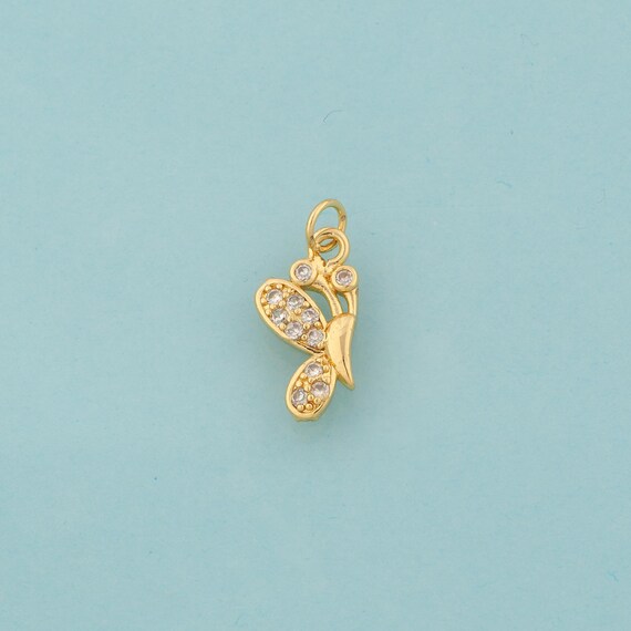 Gold CZ Butterfly Charms,Insect Jewelry,Butterfly Pendant for DIY Jewelry Making,18K Gold