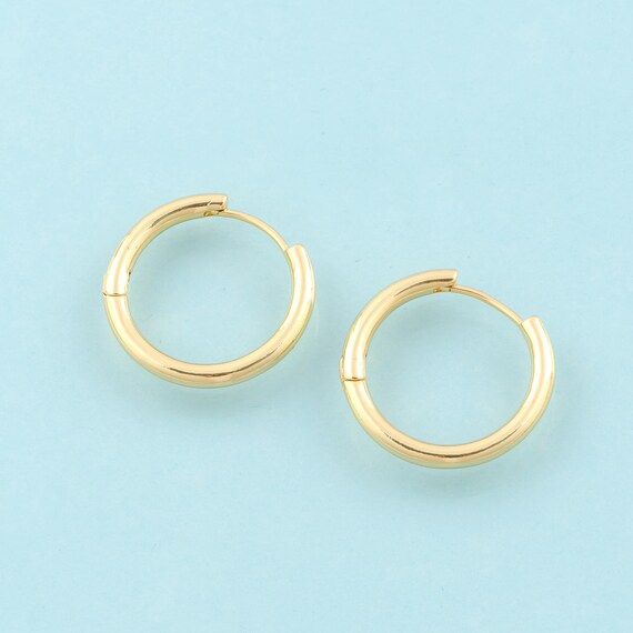 Gold Round Earrings,Huggie Hoop Jewelry Earrings,Hoop Earrings,Gift for Her,18K Gold