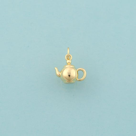 Gold Kettle Charms,Kettle Jewelry,Kettle Pendant for DIY Jewelry Making,18K Gold