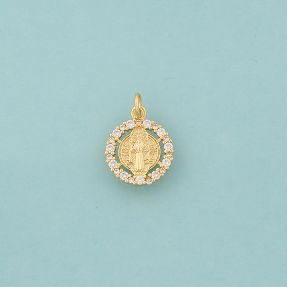Gold CZ Jesus Charms,Religious Jewelry,Christian Pendant for DIY Jewelry Making,18K Gold