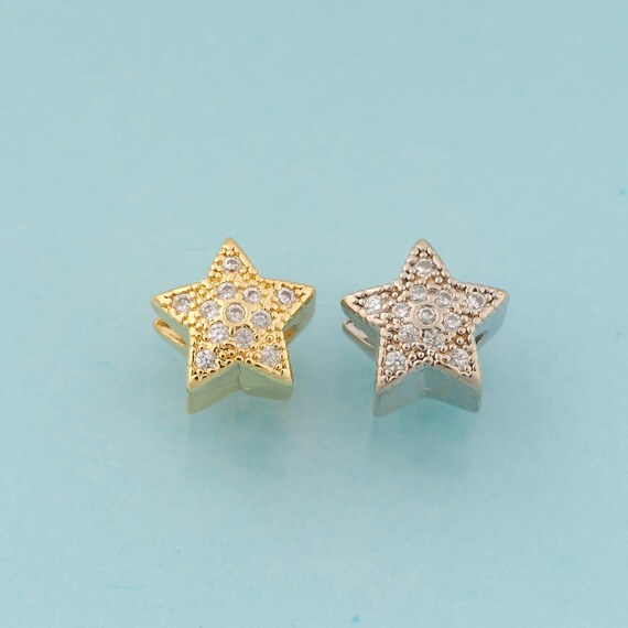 CZ Star Spacer Beads,Star Beads,Star Beads for DIY Jewelry Making,18K Gold & Rhodium