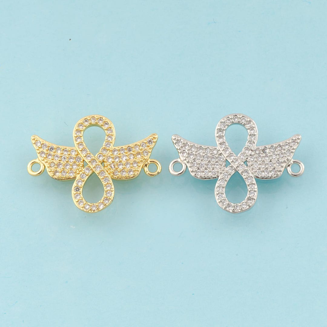 Gold CZ Infinity Connector,wing Jewelry Connector,infinity Connector ...