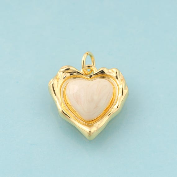 Gold Heart Charms,Minimalist Jewelry,Heart Pendant for DIY Jewelry Making,18K Gold
