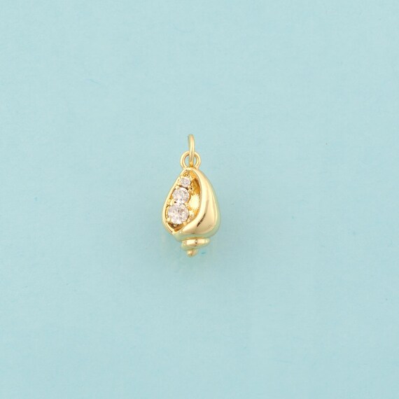 Gold CZ Conch Charms,Conch Jewelry,Conch Pendant for DIY Jewelry Making,18K Gold