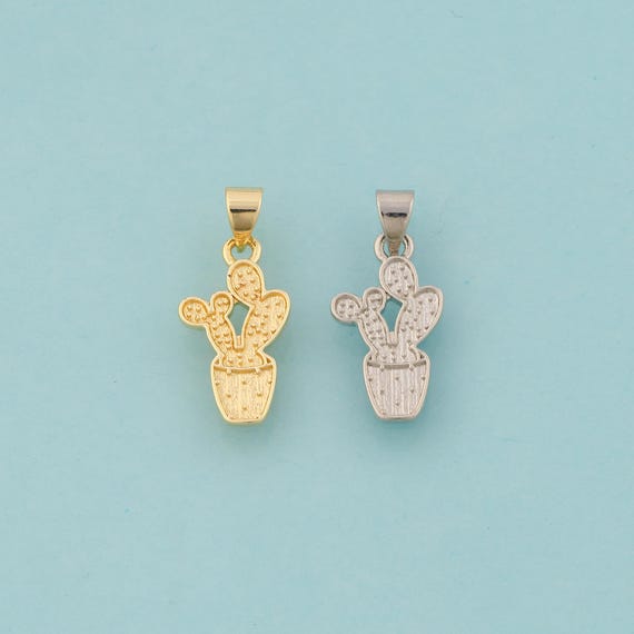 Gold Cactus Charms,Desert Jewelry,Cactus Pendant for DIY Jewelry Making,18K Gold
