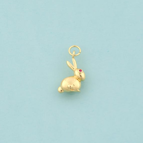 Gold CZ Rabbit Charms,Animal Jewelry,Rabbit Pendant for DIY Jewelry Making,18K Gold