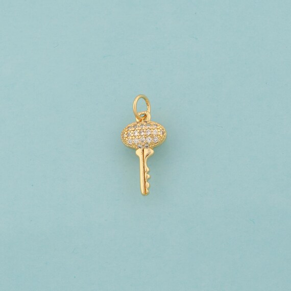 Gold CZ Key Charms,Key Jewelry,Key Pendant for DIY Jewelry Making,18K Gold