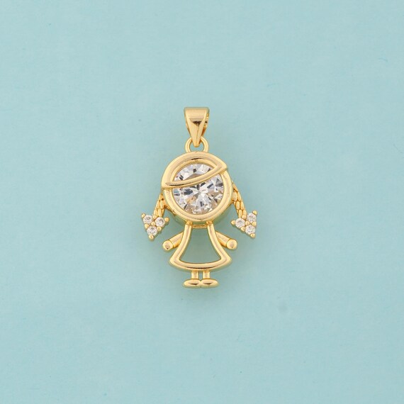 Gold CZ Character Charms,Character Jewelry,Character Pendant for DIY Jewelry Making,18K Gold