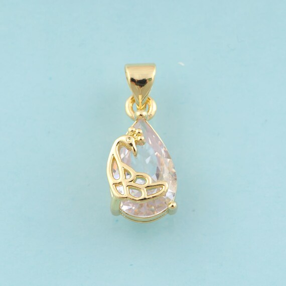 Gold CZ Water Drop Charms,Water Drop Jewelry,Water Drop Pendant for DIY Jewelry Making,18K Gold