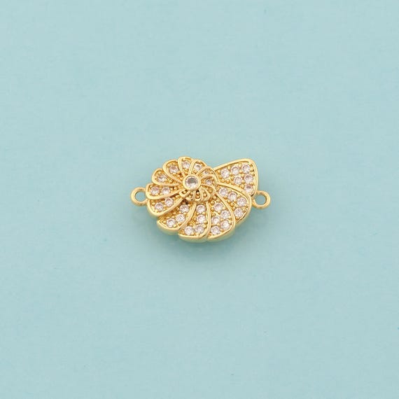 Gold CZ Snail Shell Connector,Snail Shell Jewelry Connector,Snail Shell Connector for DIY Jewelry Making,18K Gold
