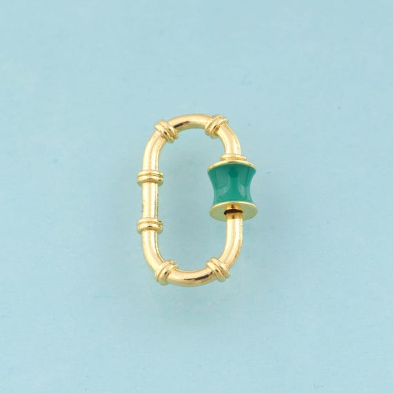 Gold Enamel Oval Screw Clasp,Carabiner Jewelry Clasp,Screw Clasp for DIY Jewelry Making,18K Gold