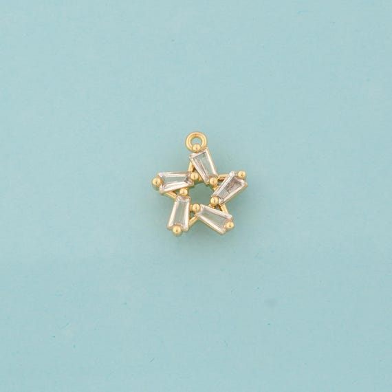 Gold CZ Star Charms,Star Jewelry,Star Pendant for DIY Jewelry Making,18K Gold