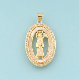 Gold CZ Santa Muerte Charms,Santa Muerte Jewelry,Santa Muerte Pendant for DIY Jewelry Making,18K Gold