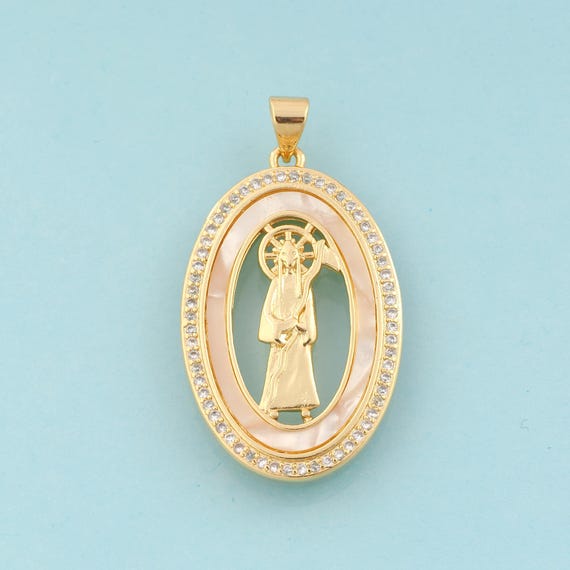 Gold CZ Santa Muerte Charms,Santa Muerte Jewelry,Santa Muerte Pendant for DIY Jewelry Making,18K Gold