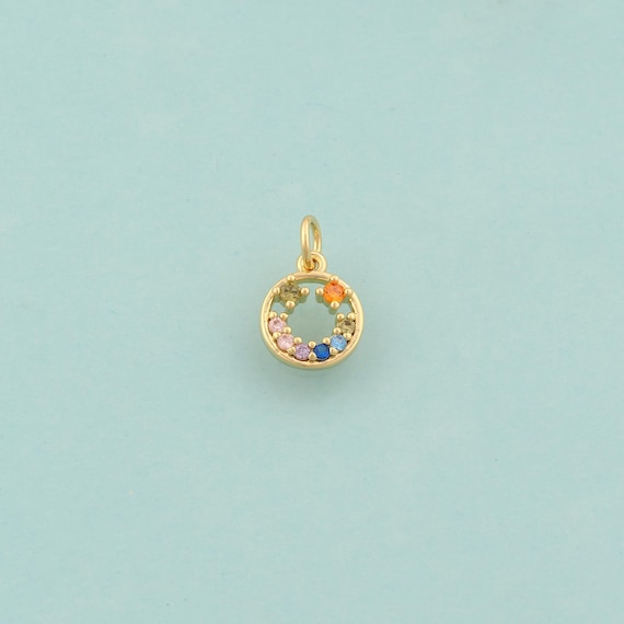 Gold CZ Round Charms,Round Jewelry,Round Pendant for DIY Jewelry Making,18K Gold