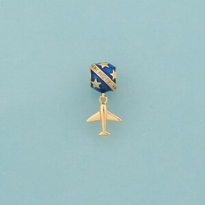 Gold Enamel Saturn Charms,Airplane Jewelry,CZ Star Pendant for DIY Jewelry Making,18K Gold