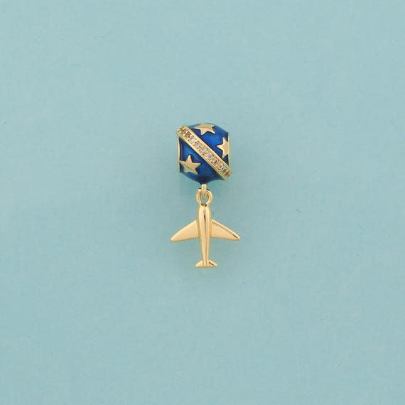 Gold Enamel Saturn Charms,Airplane Jewelry,CZ Star Pendant for DIY Jewelry Making,18K Gold
