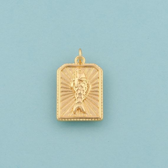 Gold Fish Charms,Marine Life Jewelry,Fish Pendant for DIY Jewelry Making,18K Gold