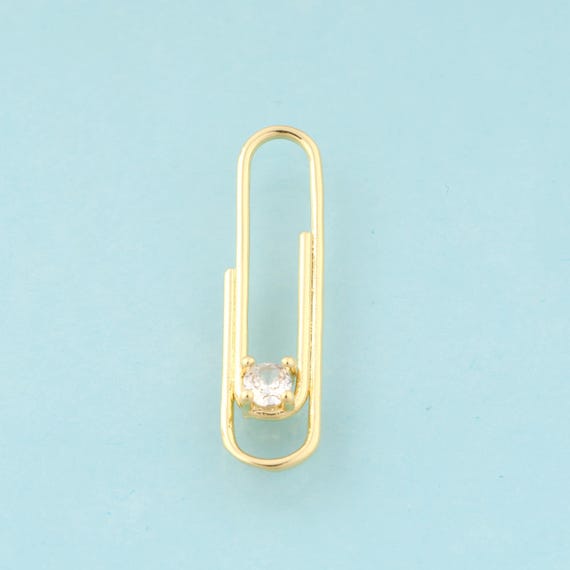 5 Pcs Gold CZ Paper Clip Connector,Paper Clip Jewelry Connector,Paper Clip Connector for DIY Jewelry Making,18K Gold