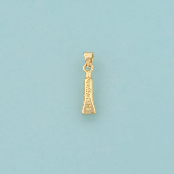 Gold Toothpaste Charms,Toothpaste Jewelry,Toothpaste Pendant for DIY Jewelry Making,18K Gold