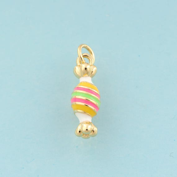 Gold Enamel Candy Charms,Candy Jewelry,Candy Pendant for DIY Jewelry Making,18K Gold