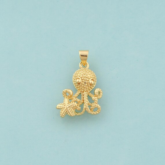 Gold Octopus Charms,Marine Life Jewelry,Starfish Pendant for DIY Jewelry Making,18K Gold