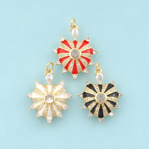 Gold CZ Heart Charms,Heart Jewelry,Enamel Heart Pendant for DIY Jewelry Making,18K Gold