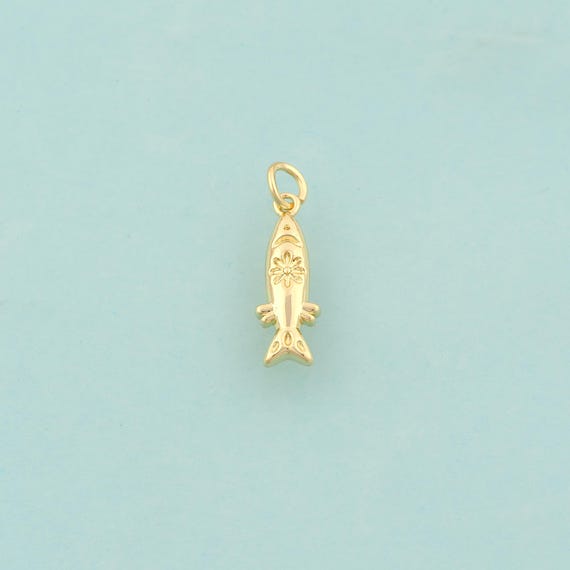 Gold Fish Charms,Marine Life Jewelry,Fish Pendant for DIY Jewelry Making,18K Gold