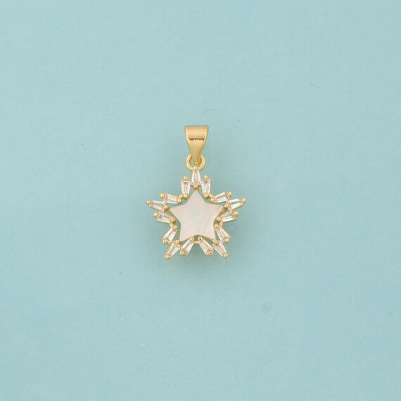 Gold CZ Star Charms,Star Jewelry,Star Pendant for DIY Jewelry Making,18K Gold